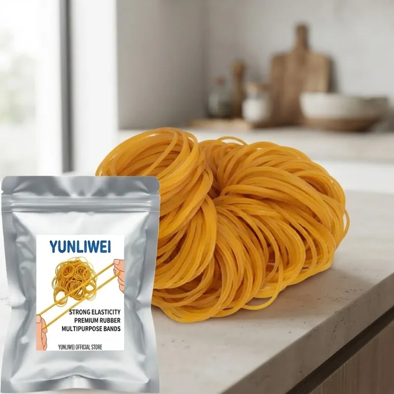Yellow Rubber Bands for Office Packaging,40mm Elastic Latex Bands, Assorted Quantities for File Folders Bulk  Rubber