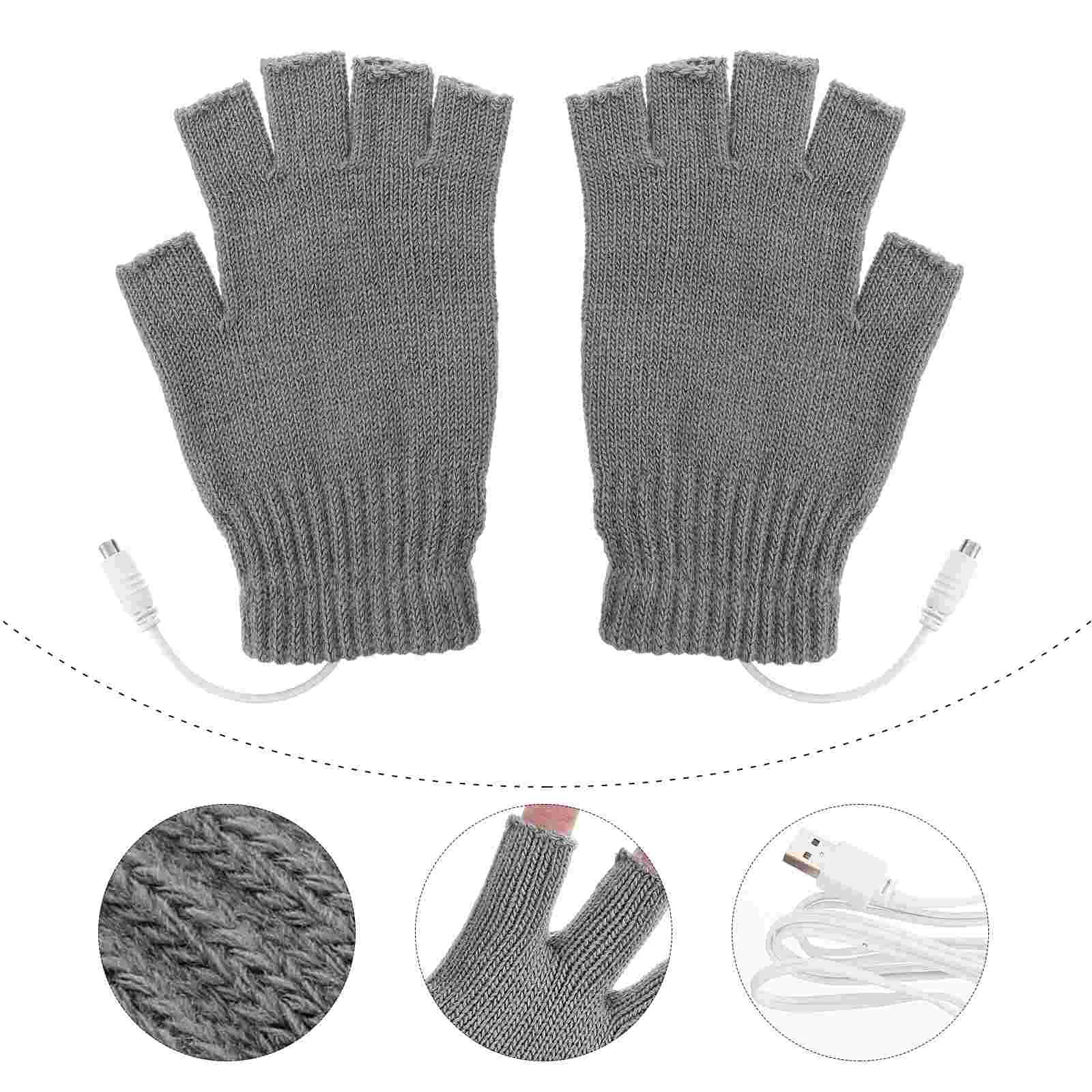 Heated Gloves Woolen Yarn USB Warm Hands Unisex Fingerless Mitten Lasting PET Heating Outdoor Sports Skiing