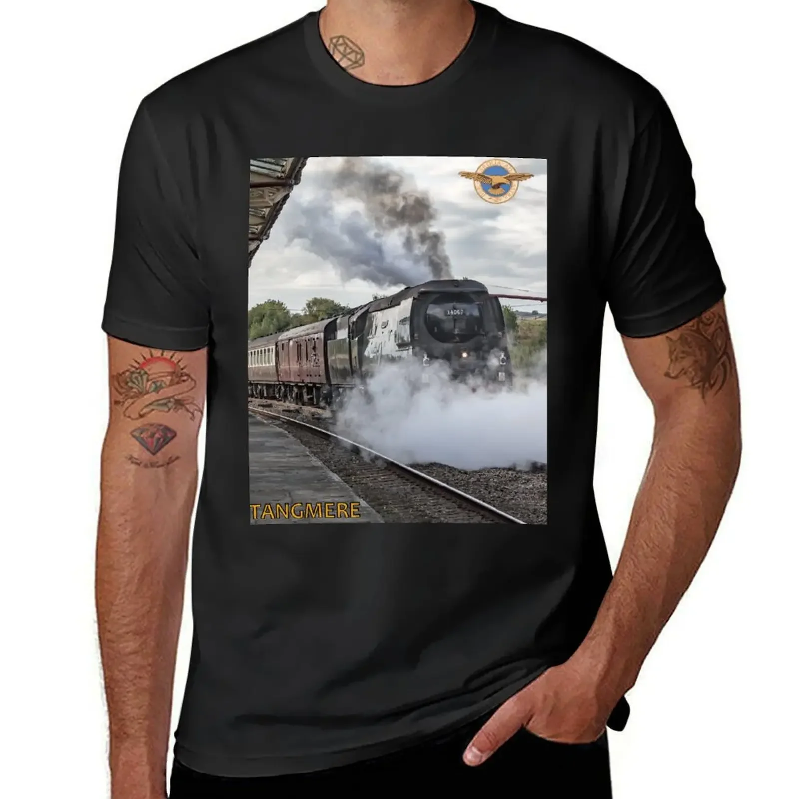 Steam train Tangmere 34067 T-Shirt street wear anime stuff men t shirts