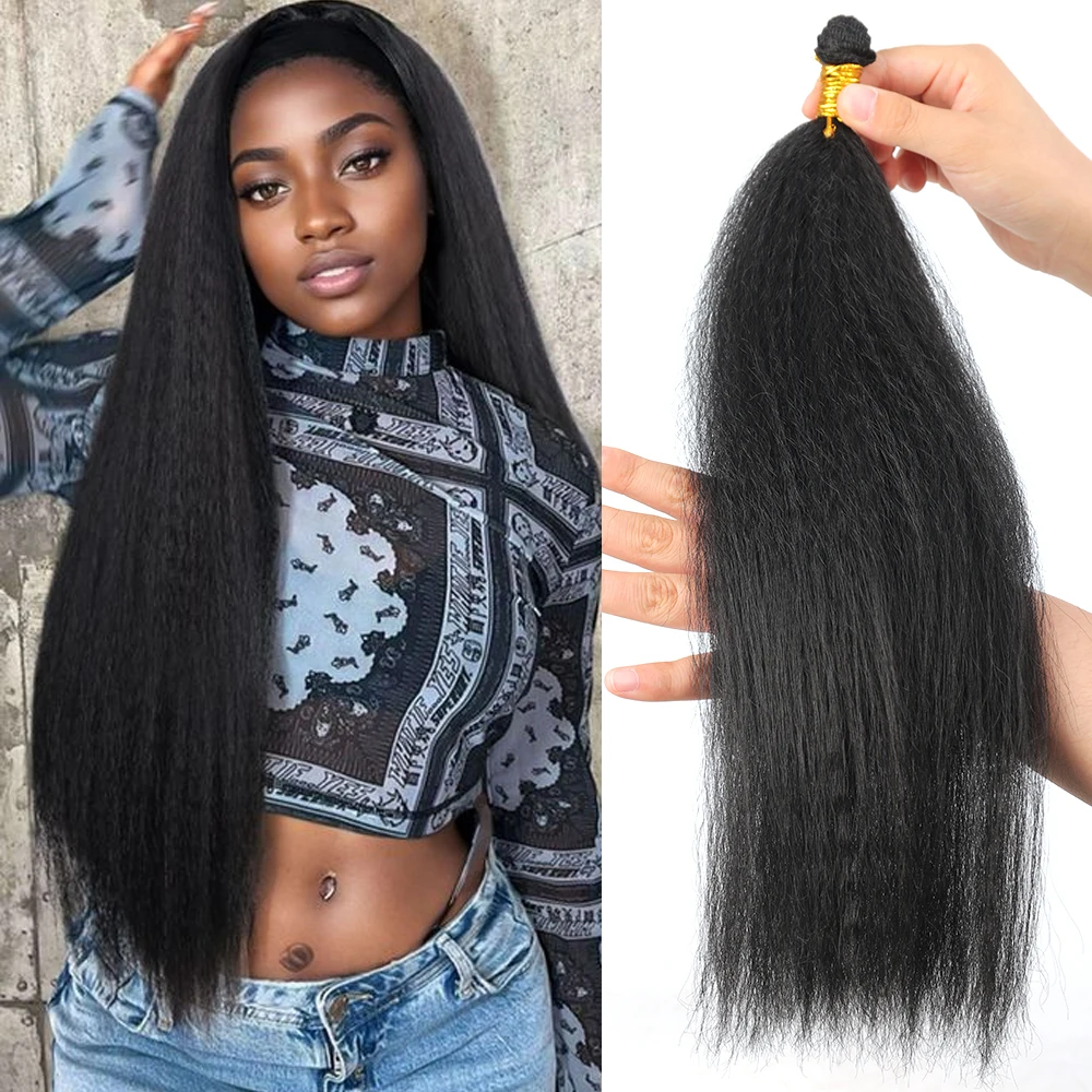 

Long Yaki Straight 1 Bundles 14 16 18Inches High Temperature Fiber Synthetic Hair Weave Black Hairpieces Extensions for Women