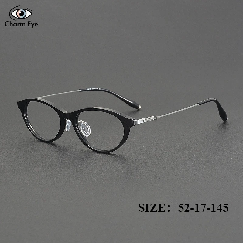 

Новые женские очки «кошачий глаз» из чистого титана в оправе в стиле ретро, черные, серебряные, тонкие ацетатные очки для близорукости, оптические очки с защитой от синего света для мужчин