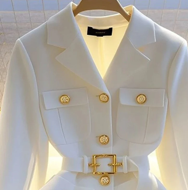 Nova cintura cinched terno jaqueta para moda casual feminina único temperamento jaqueta superior