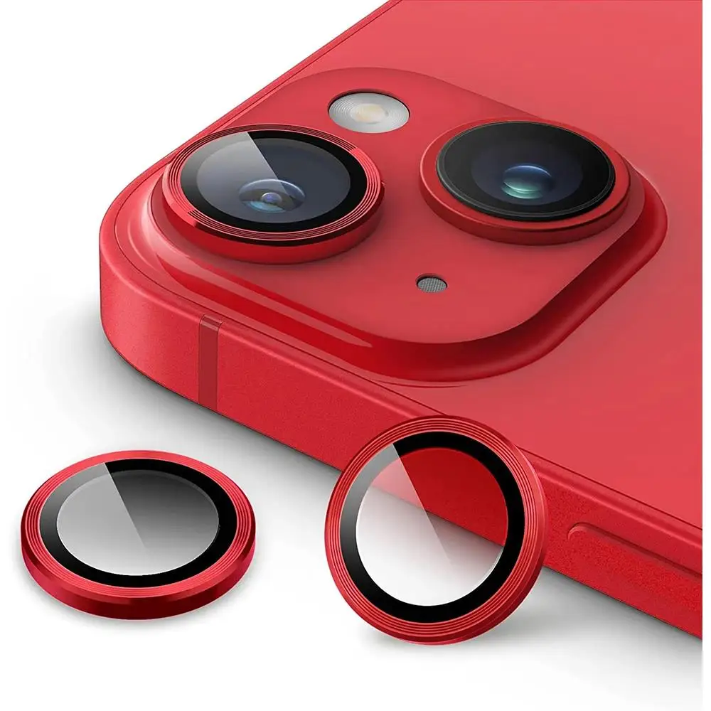 Protector de Lente de Cámara Metálico Rojo para iPhone 16 Pro Max, 15, 14 Plus, 13 Pro Max, 12 Mini, 11, 14, 15 Pro, Película Protectora