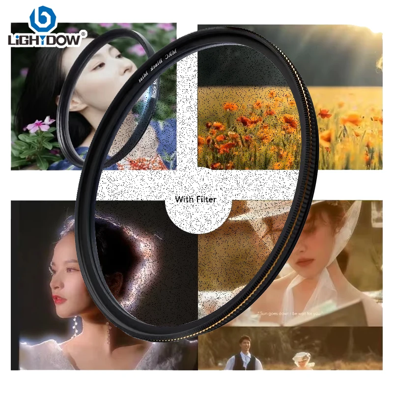 Lightdow Nero Filtro Obiettivo Di Diffusione Nebbia 1/2 1/4 1/8 Slim MRC 49MM 52 55 58 62 67 72 77MM 82MM per Canon Nikon Sony Fuji Camera