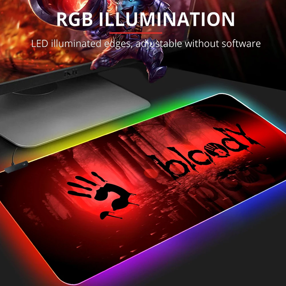 

Bloody RGB Gaming Mouse Pad Large Size Colorful Luminous for PC Computer Desktop 7 Colors LED Light Desk Mat Gaming Keyboard pad