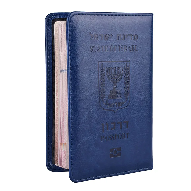 Étui de passeport en cuir PU pour hommes et femmes, porte-carte de crédit, pour documents de voyage, hébreu, multicolore, israël