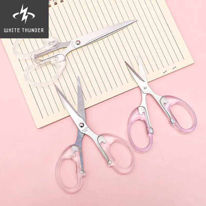 Simplicity Scissors Transparent Handle Stainless Steel Stationery Craft Scissors Student Decor Journal Tools Office Accessories