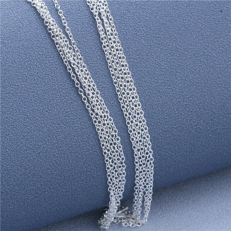 1pcs 3pcs 5pcs 925 Sterling Silver 16-30 Inches 1MM Rolo Chain Necklaces for Women Men Trendy Jewelry