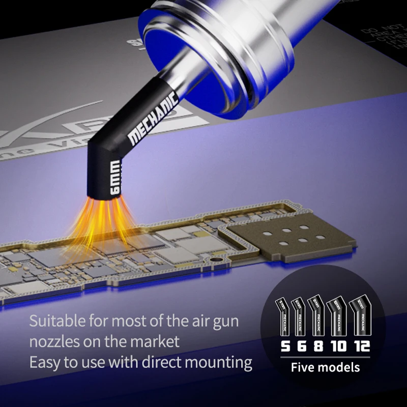MECHANIC Diagonal Air Gun Nozzle Compatible with 861 Series Heat Gun 5 6 8 10 12 mm Oblique blow Nozzle For PCB Welding Repair