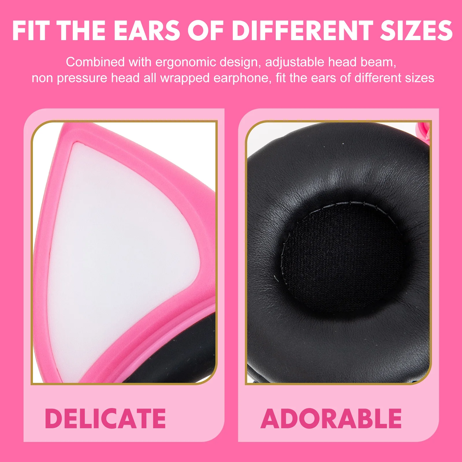 

Cat Ear Kids Headphones Adjustable Foldable Cartoon Headset Glowing Atmosphere Light Button Control Earphones for Children Boys