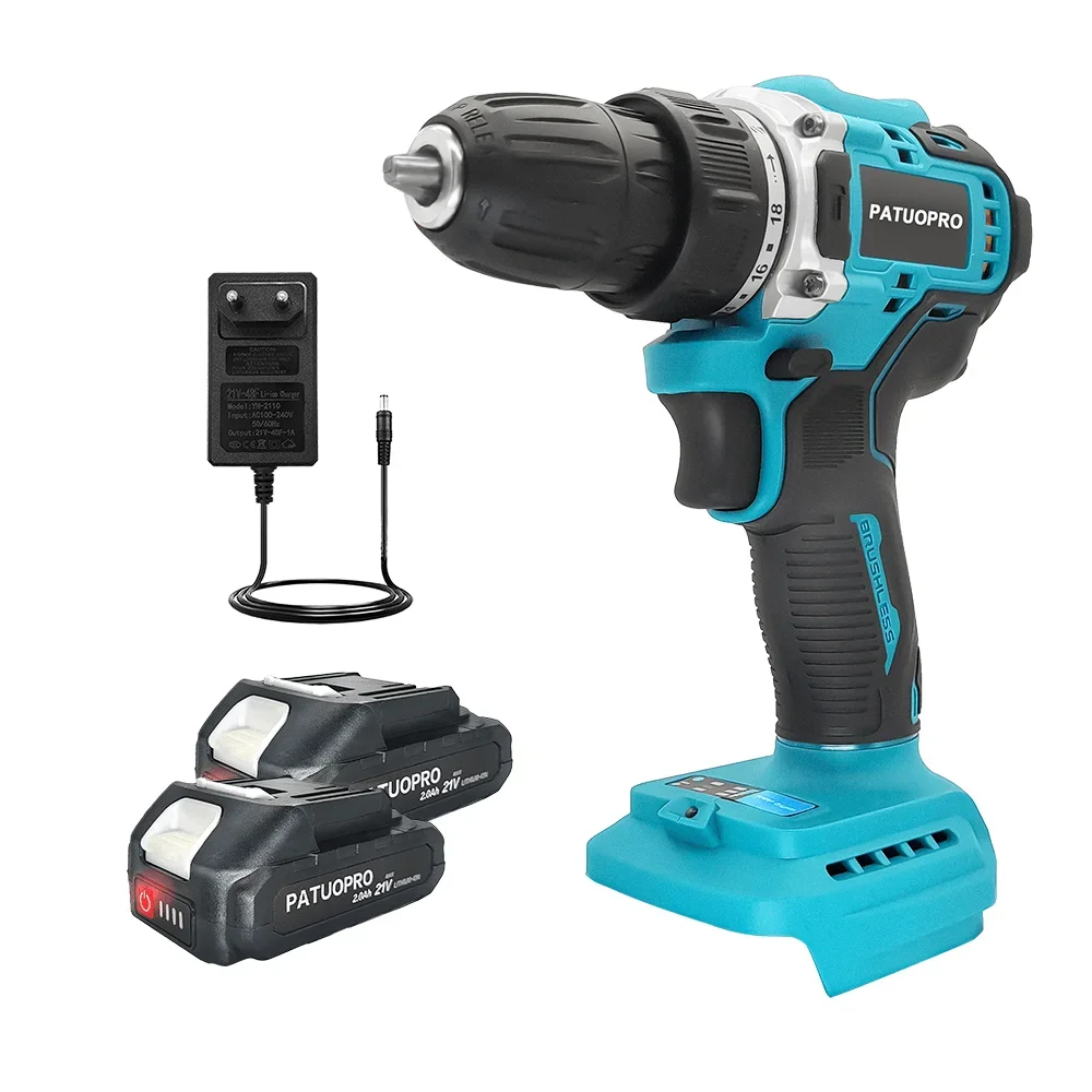 Cordless Brushless Drill Electric Screwdriver 2-Speed 18 Torque 10mm Handheld Power Tools for Makita 18V Battery