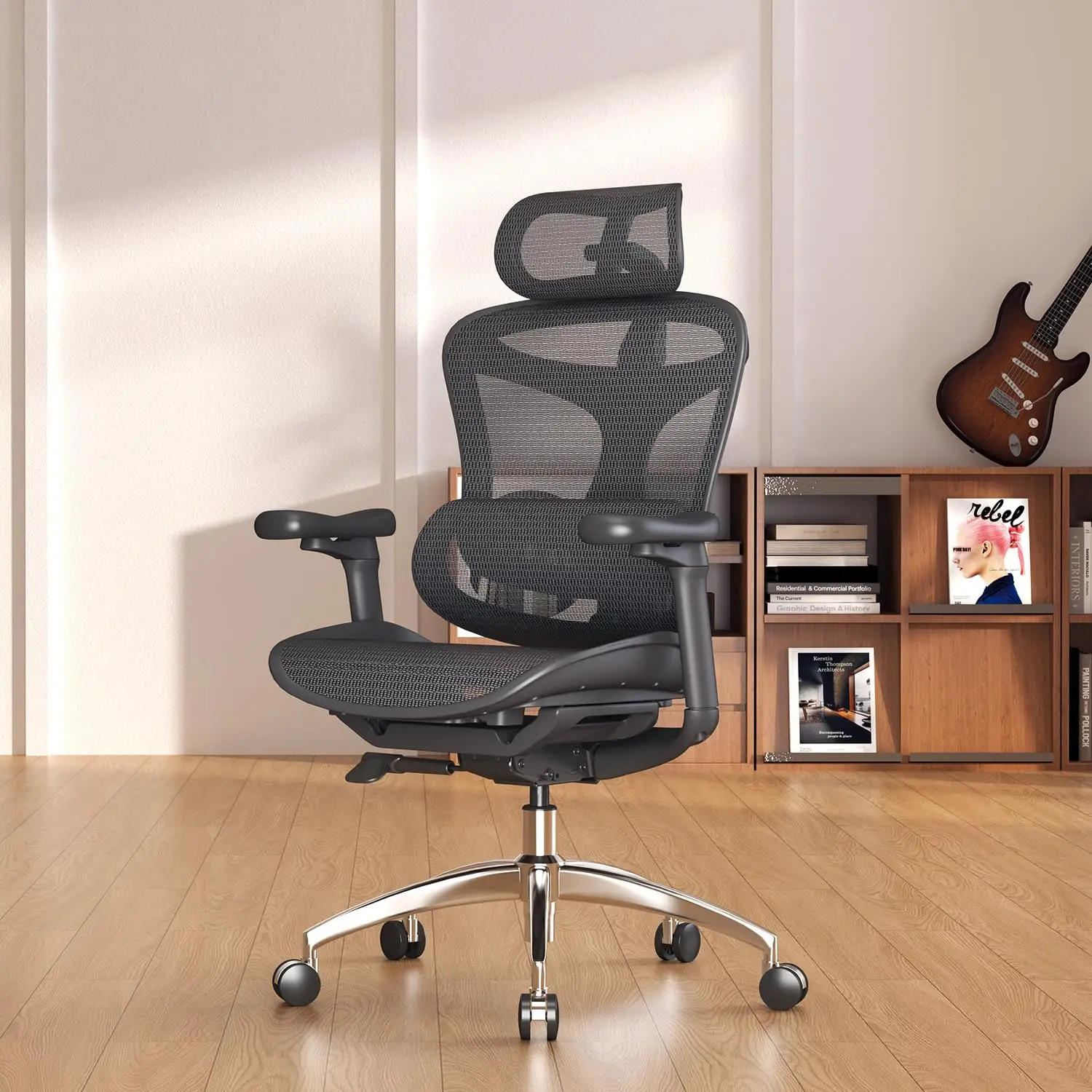 Ergonomic Office Chair with 3D Armrest & Lumbar Support, Adjustable Swivel Desk Chair for Home Office, Black, Customized