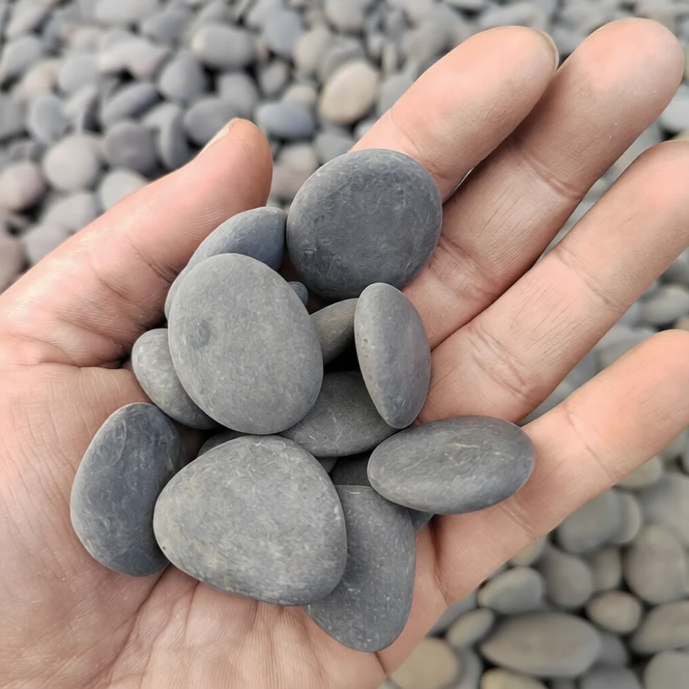 Black Painting Stones For Arts DIY Craft Supplies Natural Smooth Pebbles For Drawing Surface Creative Gift Decorator