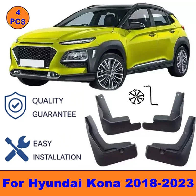 

4Pcs Mud Flaps For Hyundai Kona 2018-2023- Splash Guards Front&Rear Wheel Fender Mudguards Car Exterior Protection Accessories