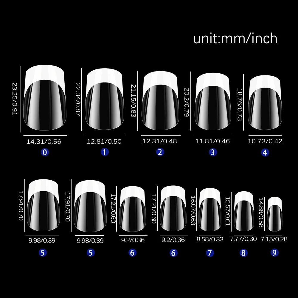 120個/箱 アクリル製クリアフレンチフェイクネイル 12サイズ ショートバレエプレスオンネイル ホワイトエッジデザイン フルカバー付け爪 TD