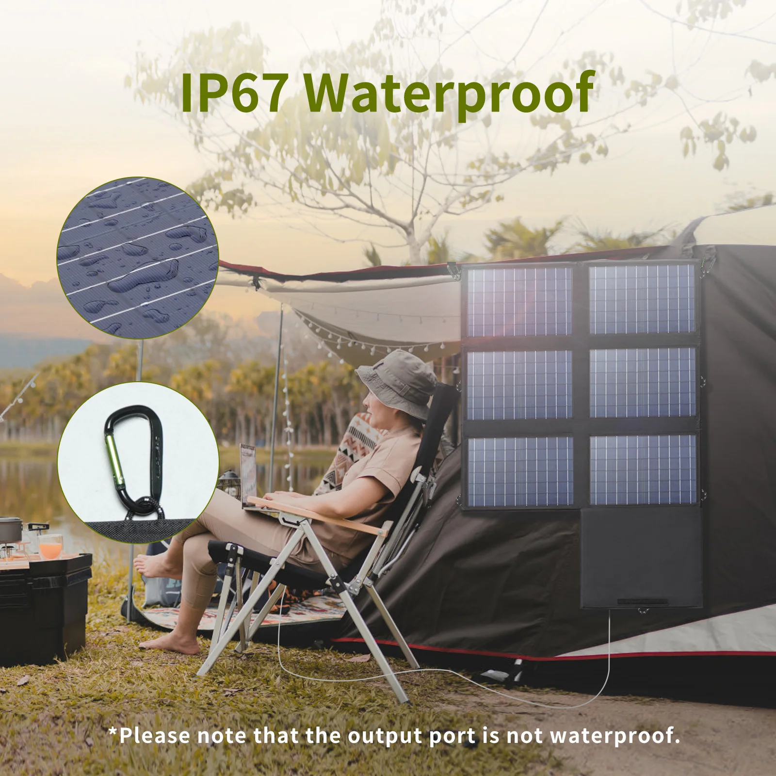 Solar Panel 60W Foldable Solar Charger with 18V DC+USB-C 60W+USB-A*2 for Powerstation ,Camping, Laptop view 4