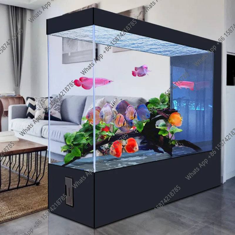 

Fish tank household living room screen floor-to-ceiling ecological partition entrance against the wall Luxury water-free