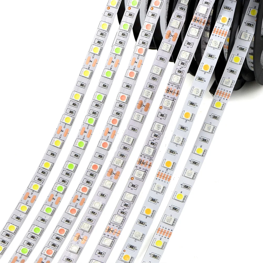 5M/rolka 5050 SMD LED Strip Light 12V RGB Pink Yellow Ice Blue RGBW Diode Tape Ribbon Lighting For Home Decor Lamp