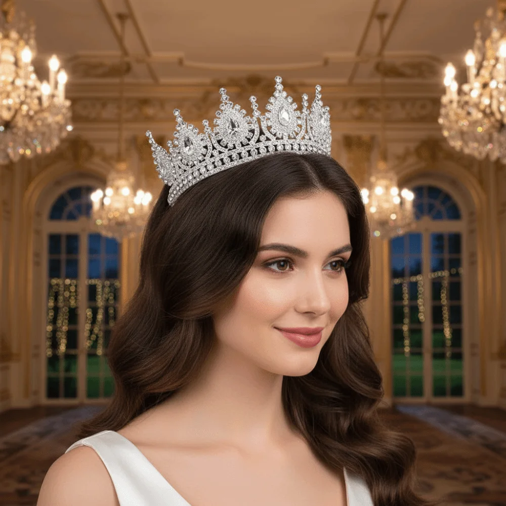 

Trendy Luxury Crystal Tiaras Headband Style Elegant Rhinestone Crown Sparkling Princess Diadem Girls