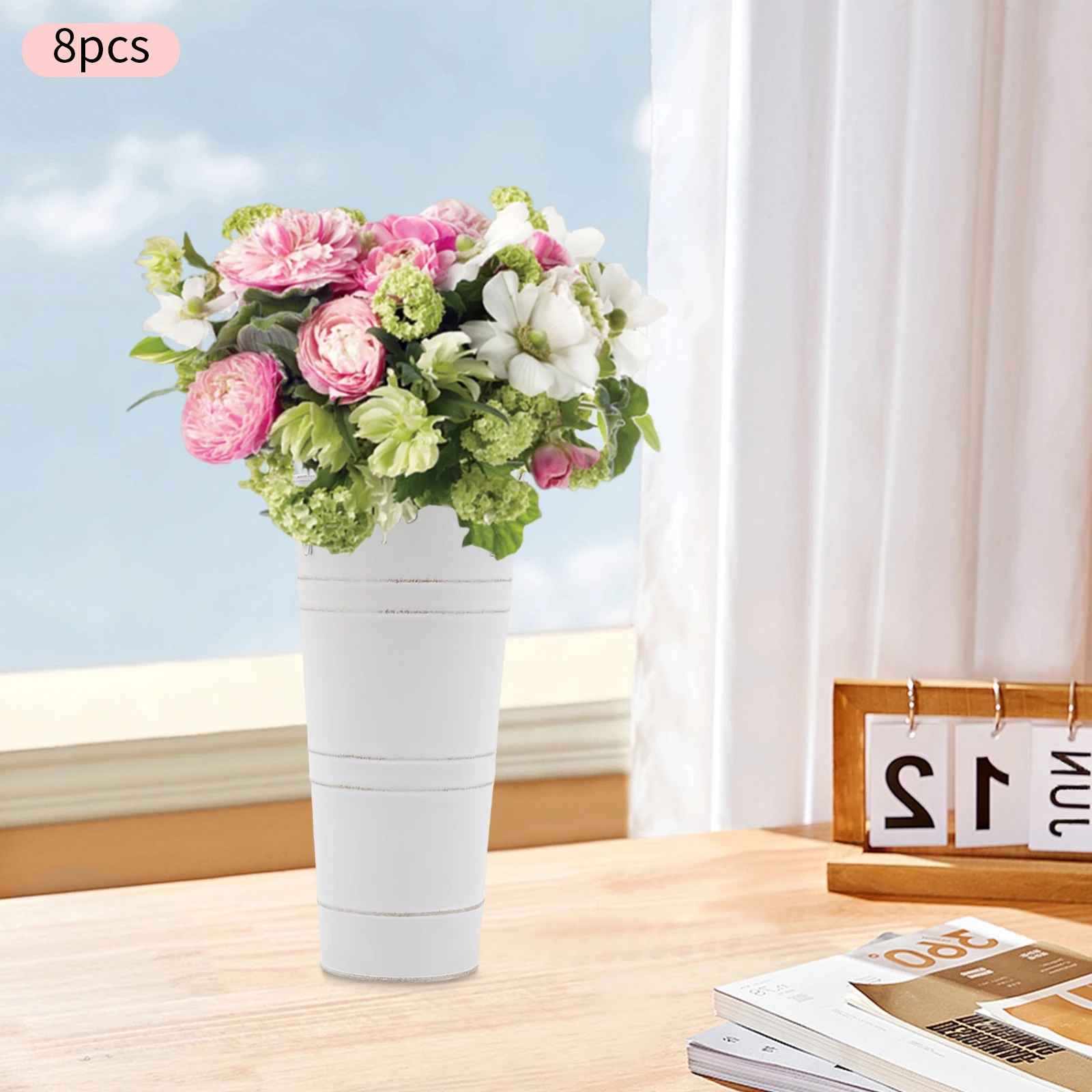 

9.06-inch Depth Flower Bucket Metal Retro Vases with Practical Handles for Flower Arrangements, Fresh/dried Flowers, or Plants