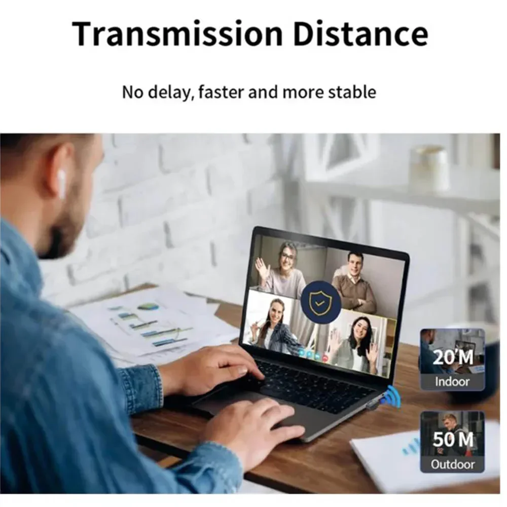 USB Bluetooth-Compatible 5.3 Adapter Support Windows 11/10/8.1 Music Receiver Adapter Plug&Play USB Dongle for Desktop PC Laptop