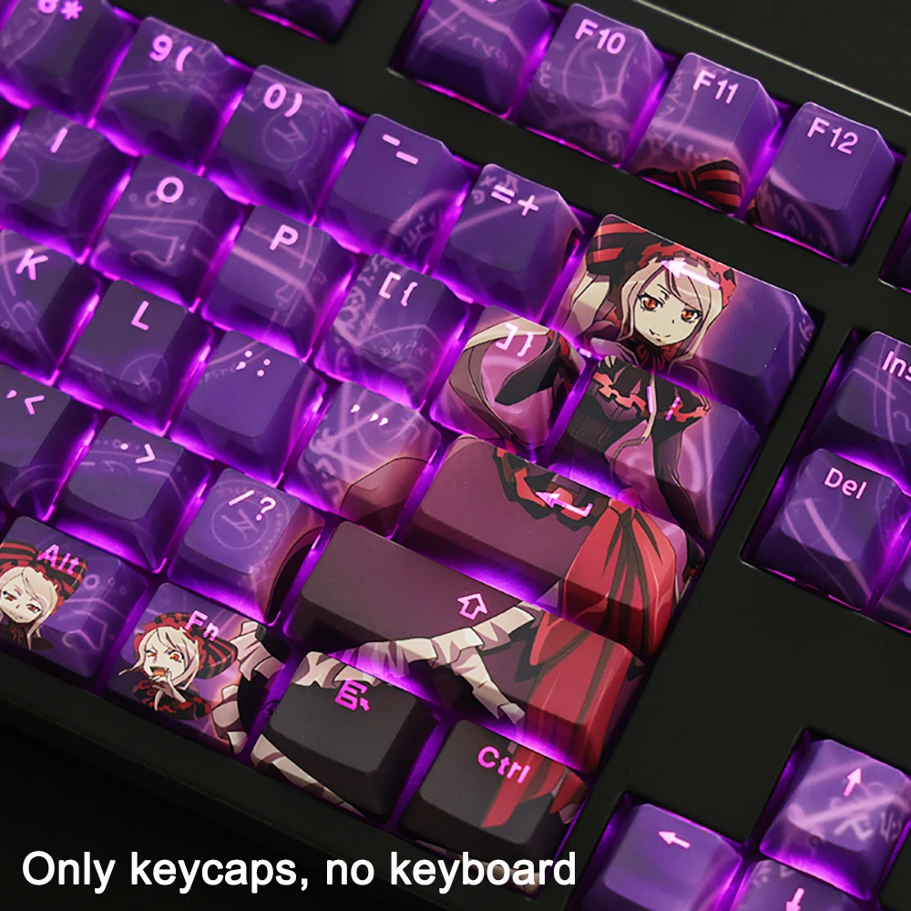 108 Keys/set Keycaps Overlord Keycaps Albedo PBT Dye Sub Backlit Keycaps Cartoon Anime Gaming Key Caps For ANSI 61 87 104 108