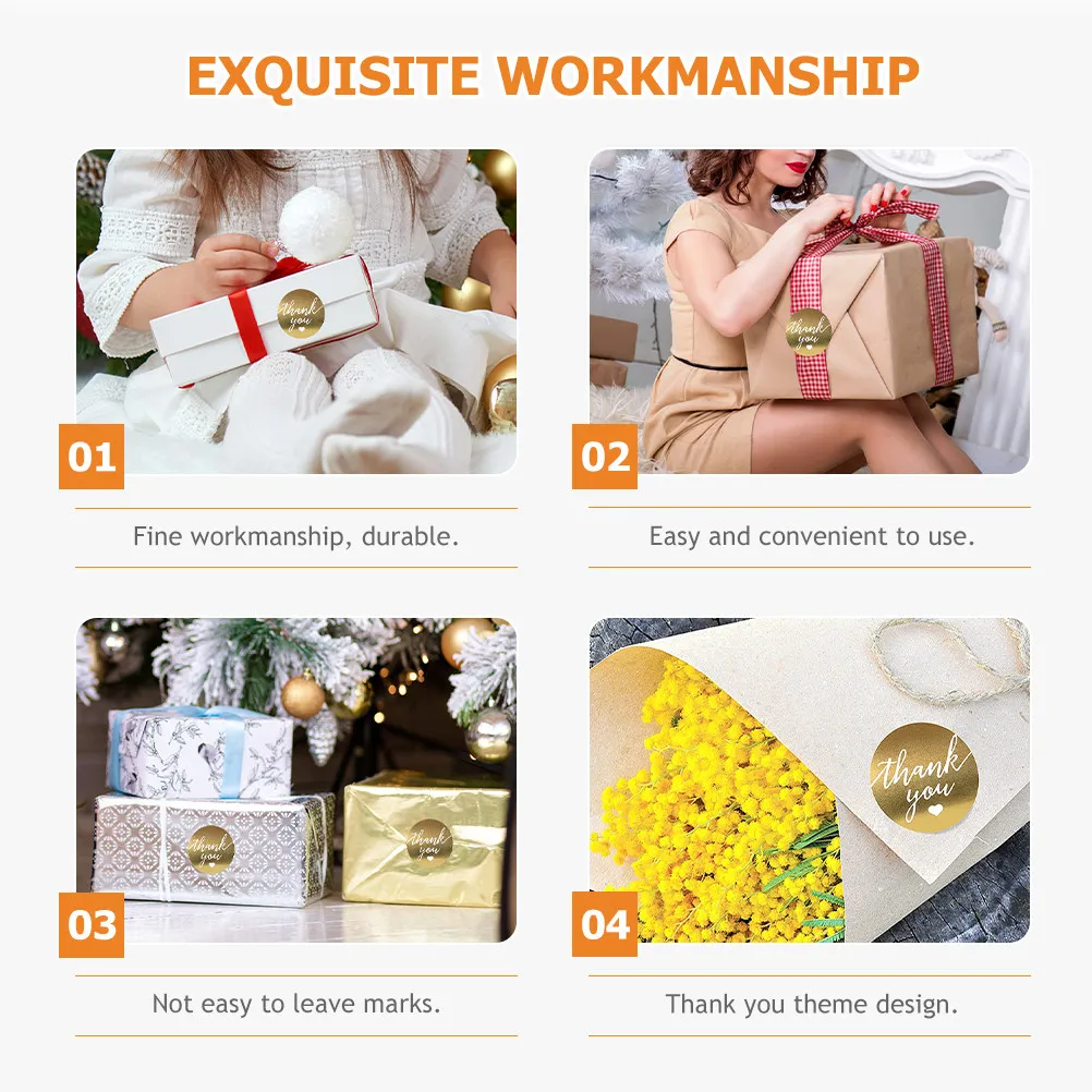 

1 Roll Golden Thank You Sticker Easy Peel Seal Labels for Gift Favors Wedding Favors Baking Packaging and Envelopes