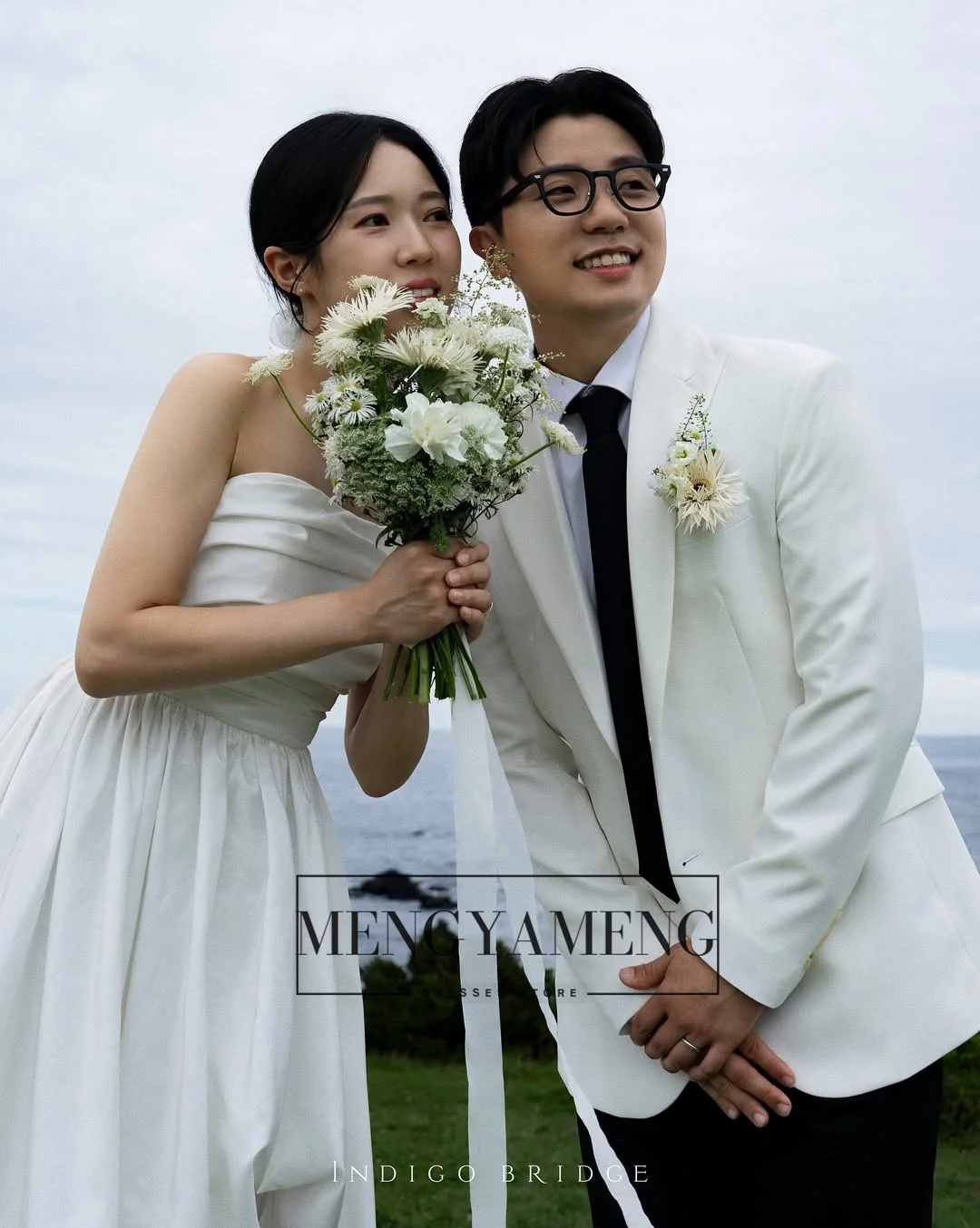 ZHUISHU 심플한 한국 웨딩드레스 야외 촬영 맞춤형 A라인 스트랩리스 우아한 신부 드레스 셀프 웨딩드레스