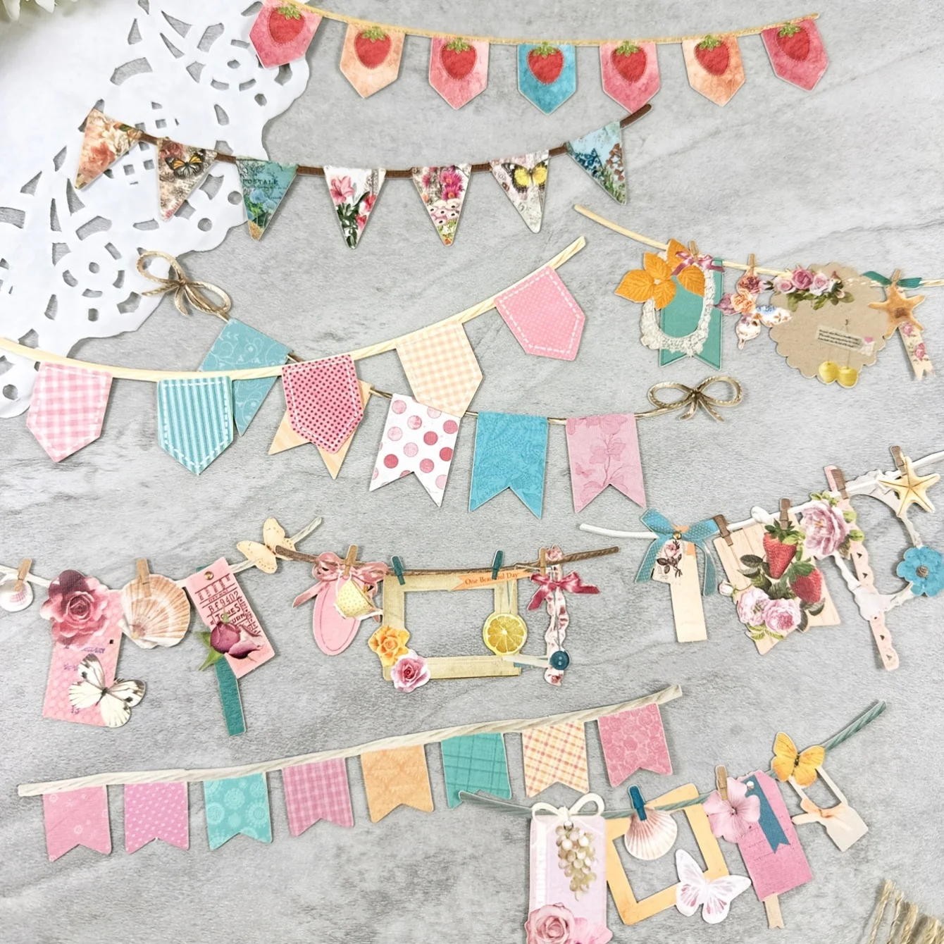 A pack of 10, retro party banner pull-up decorative stickers, handbook DIY collage decorative album scrapbook stickers - Detail 1