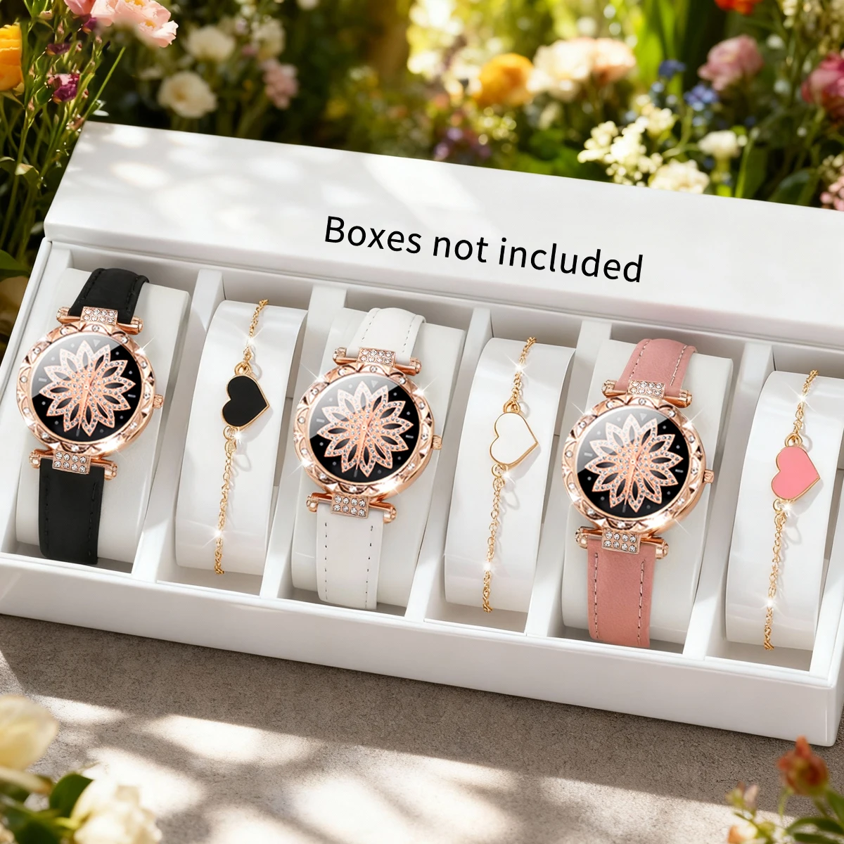 6-piece women's watch+accessory set, new fashionable watch+elegant accessories, the best choice for gift giving