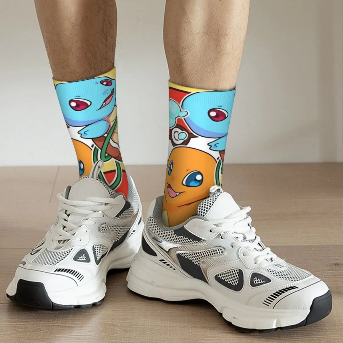 Pokemon Charizard Cartoon Anime Socks Funny Stockings Spring Non Slip Women Men Socks Warm Soft Design Running Sports Socks