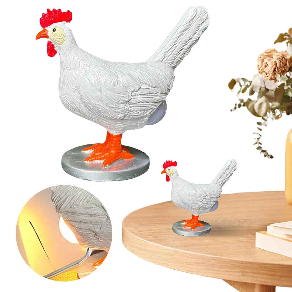 LED Creative Hen Light with Egg in Butt Hen Laying Egg Statue USB Charging Bedside Night Light Realistic for Home Decor