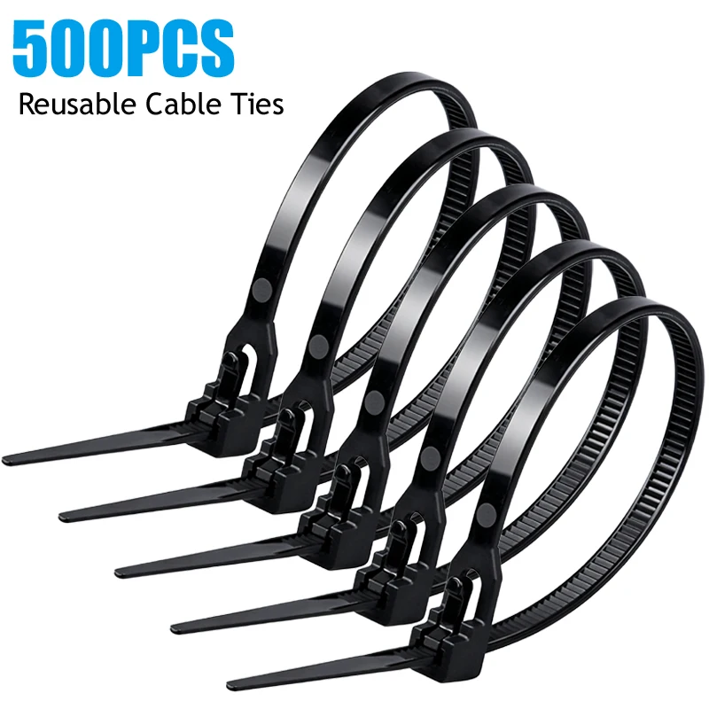 50-500set Cable Ties Nylon Self Locking Plastic Zip Loop Wire Wrap Fixed Binding High Tensile Multicolour Nylon Cable Zip Ties