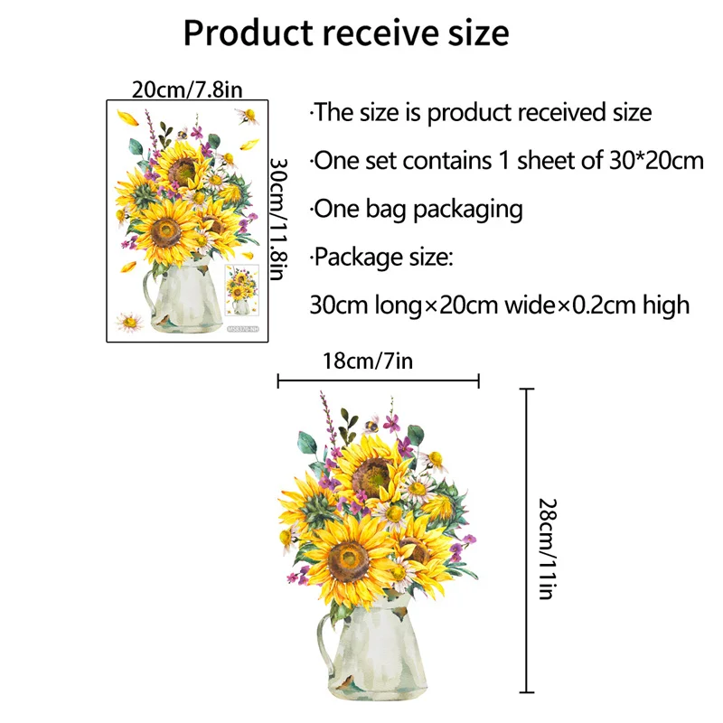 M19 Pflanzen Blumen Sonnenblumen Schmetterlinge Wanda uf kleber Toiletten aufkleber Badezimmer Toiletten abdeckung Kühlschrank Aufkleber WC Dekoration – Detail 10
