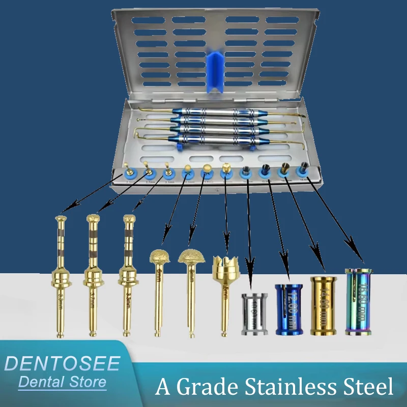 

Professional Dental Implant Tool Kit with Periosteal Elevator Surgical Drills Stoppers & Sinus Lift Instruments for Dentists