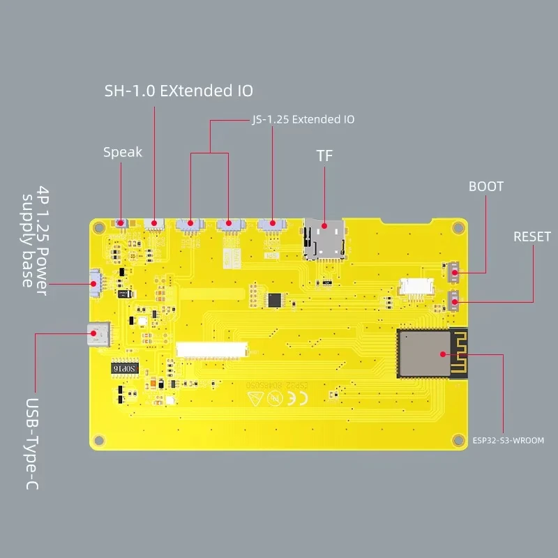 ESP32-S3 Modulo TFT RGB Flash da 5 pollici IPS LCD 800*480 HMI 8M PSRAM 16M con WiFi e Bluetooth Touch opzionale per Arduino Lvgl