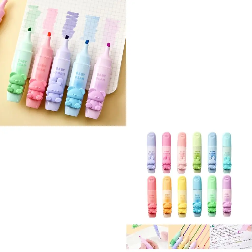  Set of 3 Fluorescent Highlighters Safe Inks Marker Pen Set Classroom Essential