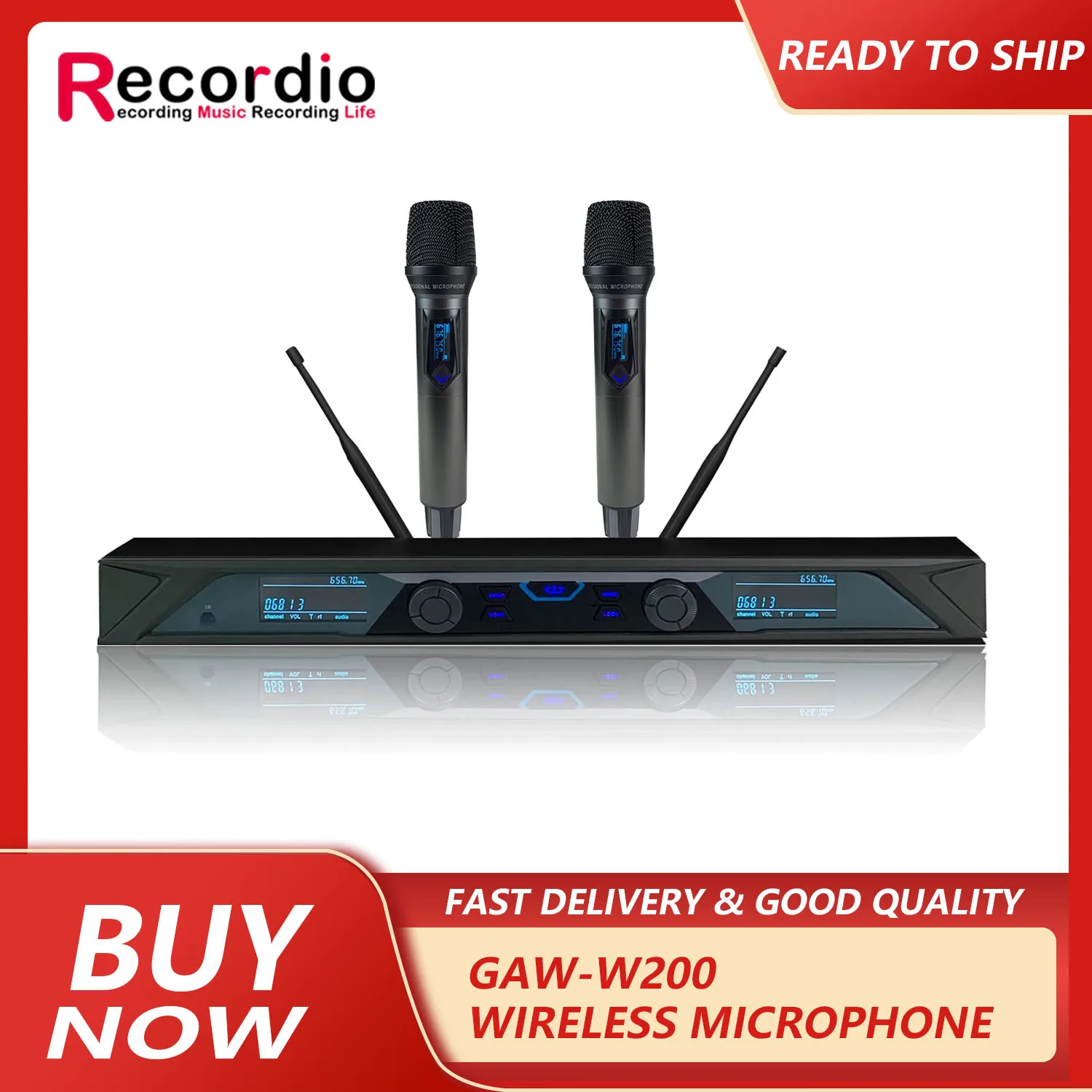 

GAW-W200 UHF Wireless Microphone Multiple Stackers Use Multiple Output Channels Synchronously For Outdoor Performances