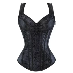 Schulter gurte Korsett Bustier Gothic Vintage Steampunk Frauen Über brust Taille Abnehmen Blumen Bustier Plus Size Corse lete