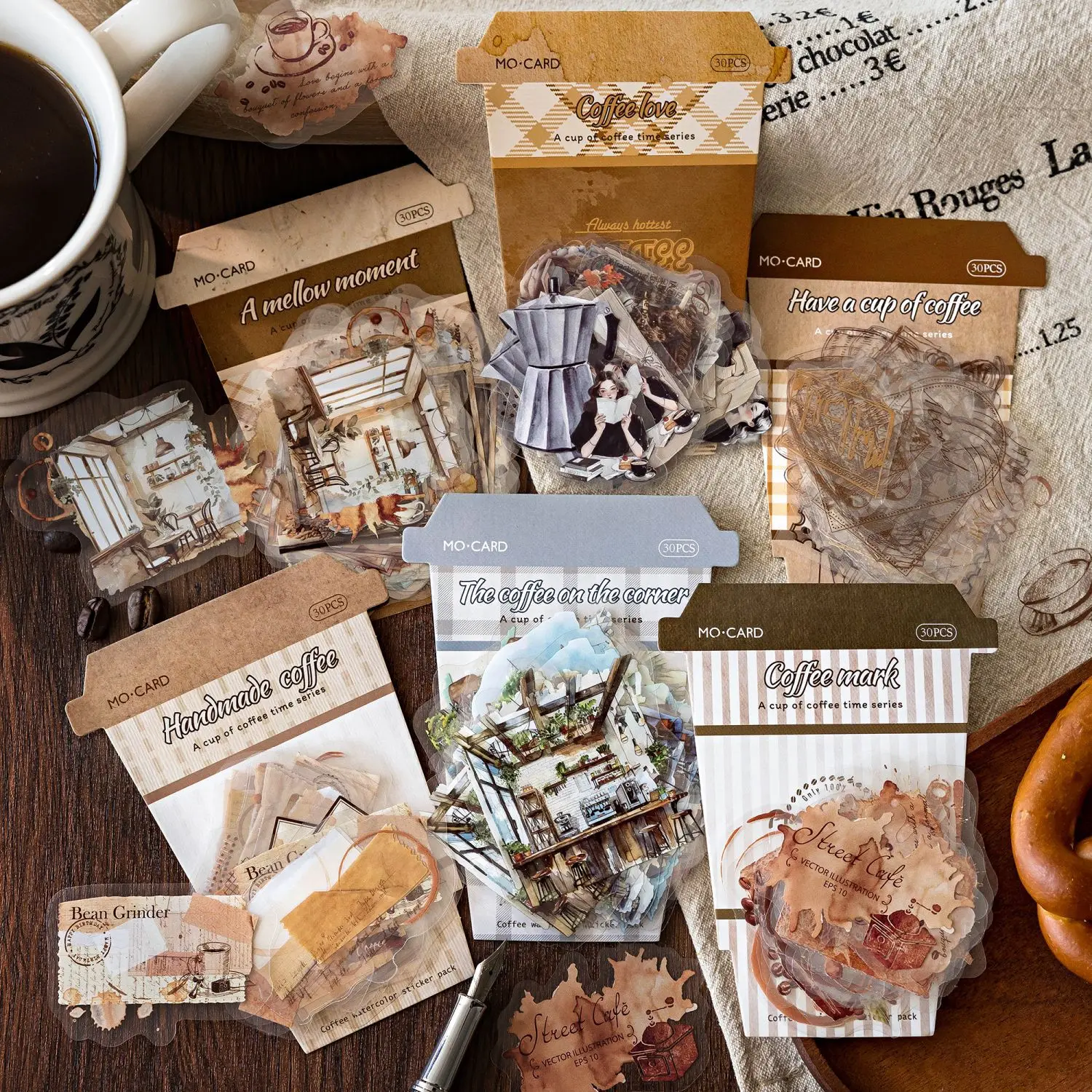 30pcs Kawaii Stationery Stickers Time for a cup of coffee 2 Planner Decorative Mobile Stickers Scrapbooking DIY Craft stickers ֽ