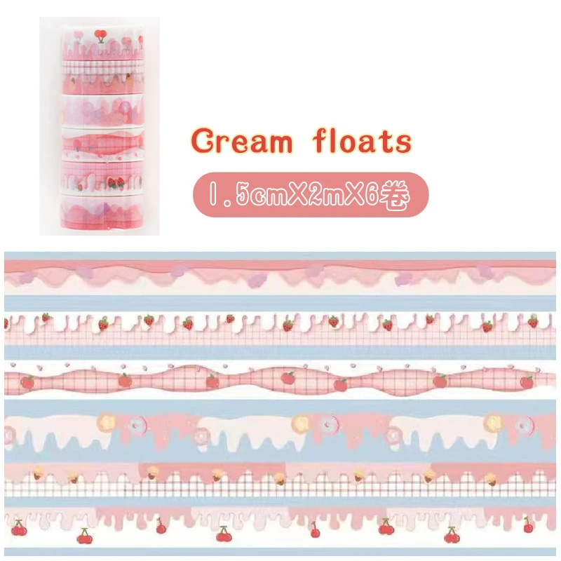 6roll/set Random Color Landscape Tapes Scrapbooking Supplies Clouds Diary Decorative Adhesive Tape Stationery Masking Tape