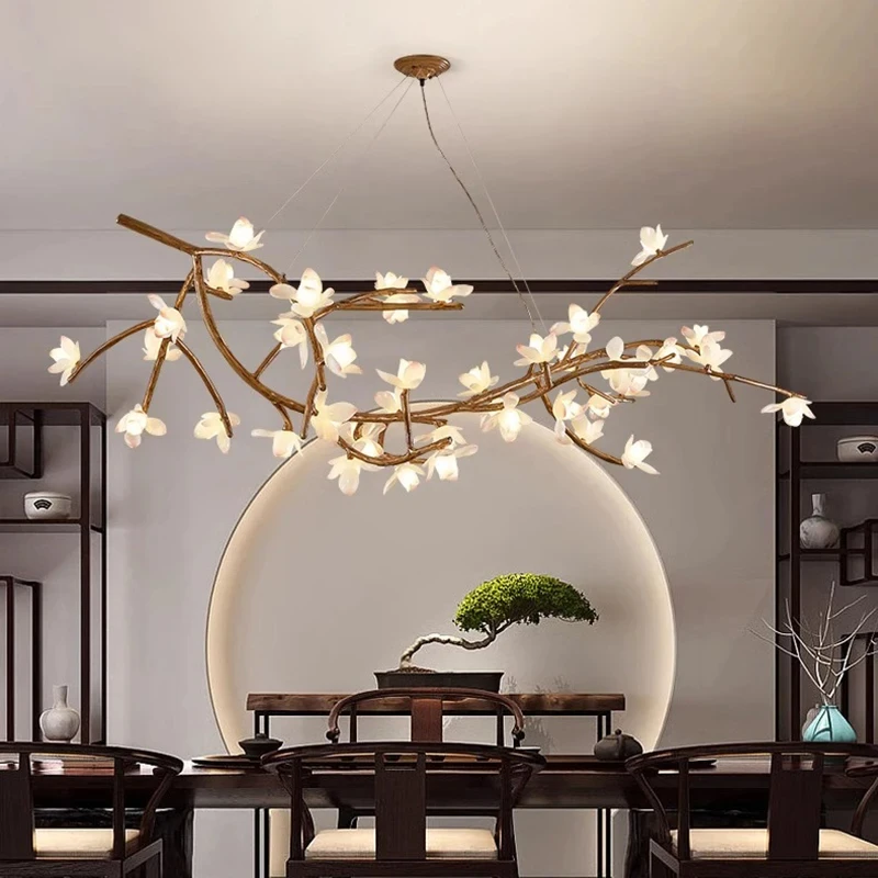 

Flower Art Modern Wood Home Decor Led Lights Pendant Light Lamp For Living Room Chandeliers For Dining Room Hanging Light Indoor