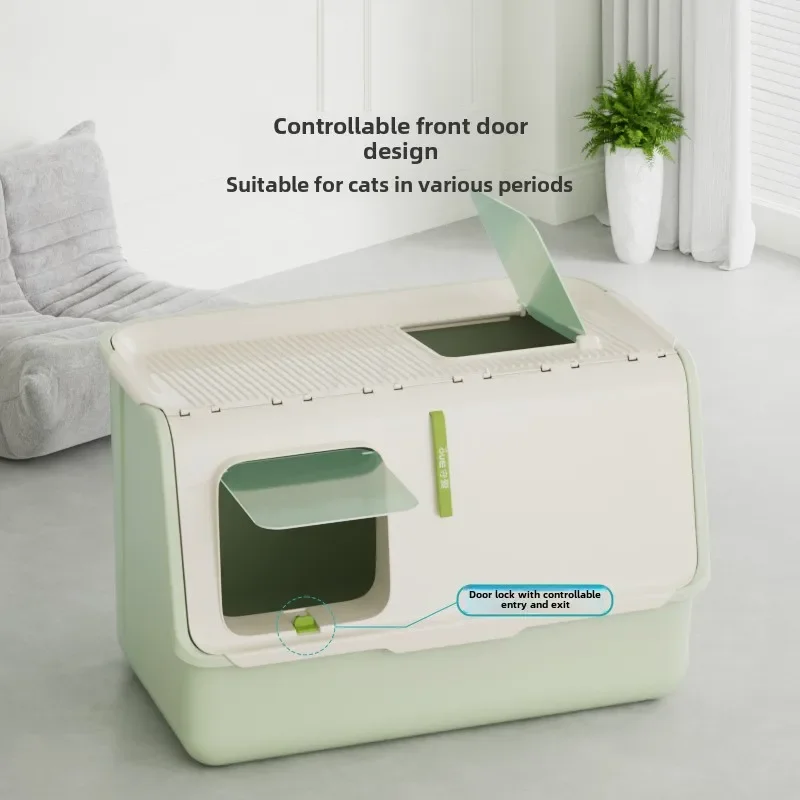 Cat Litter Box Large Size Fully Enclosed Deodorant Cat Poop Basin Spatter-proof Top in Cat Toilet Litter Box for Cats Sandboxes