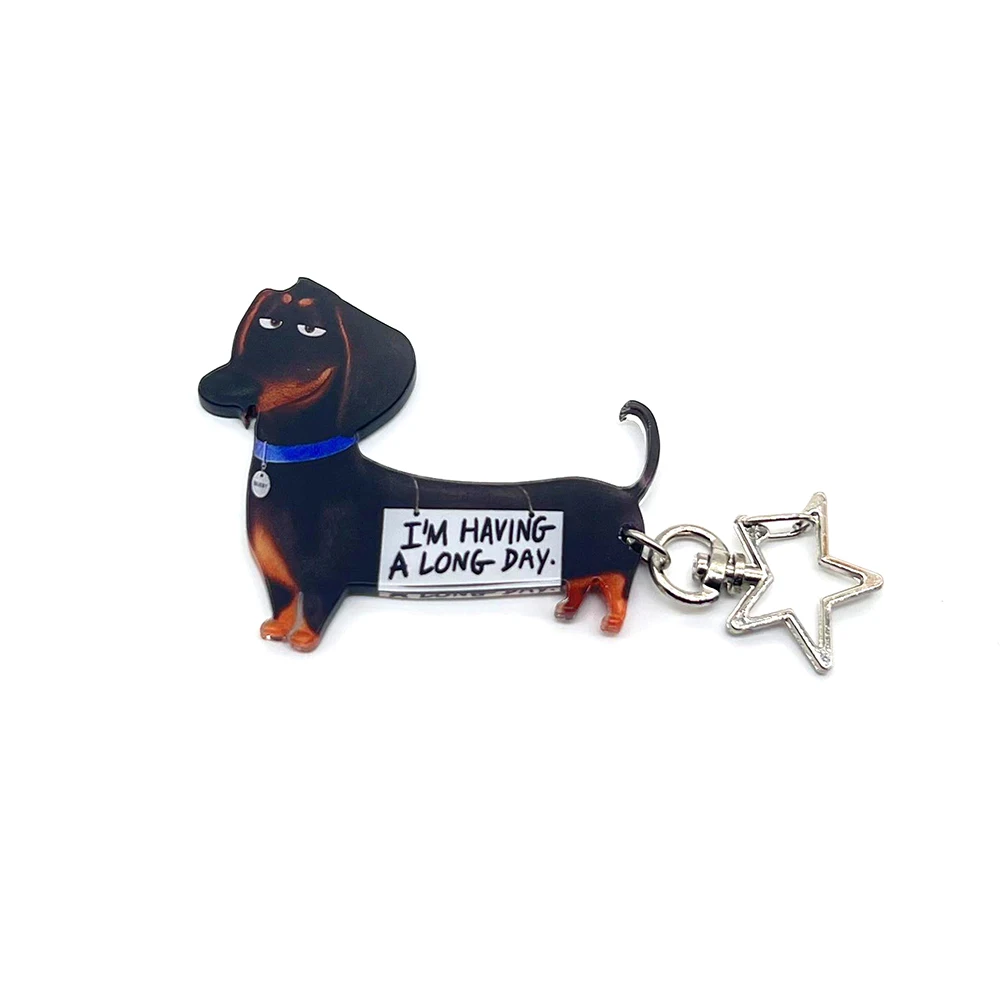 1 pcs interesting dachshund hot dog acrylic keychain 2D \