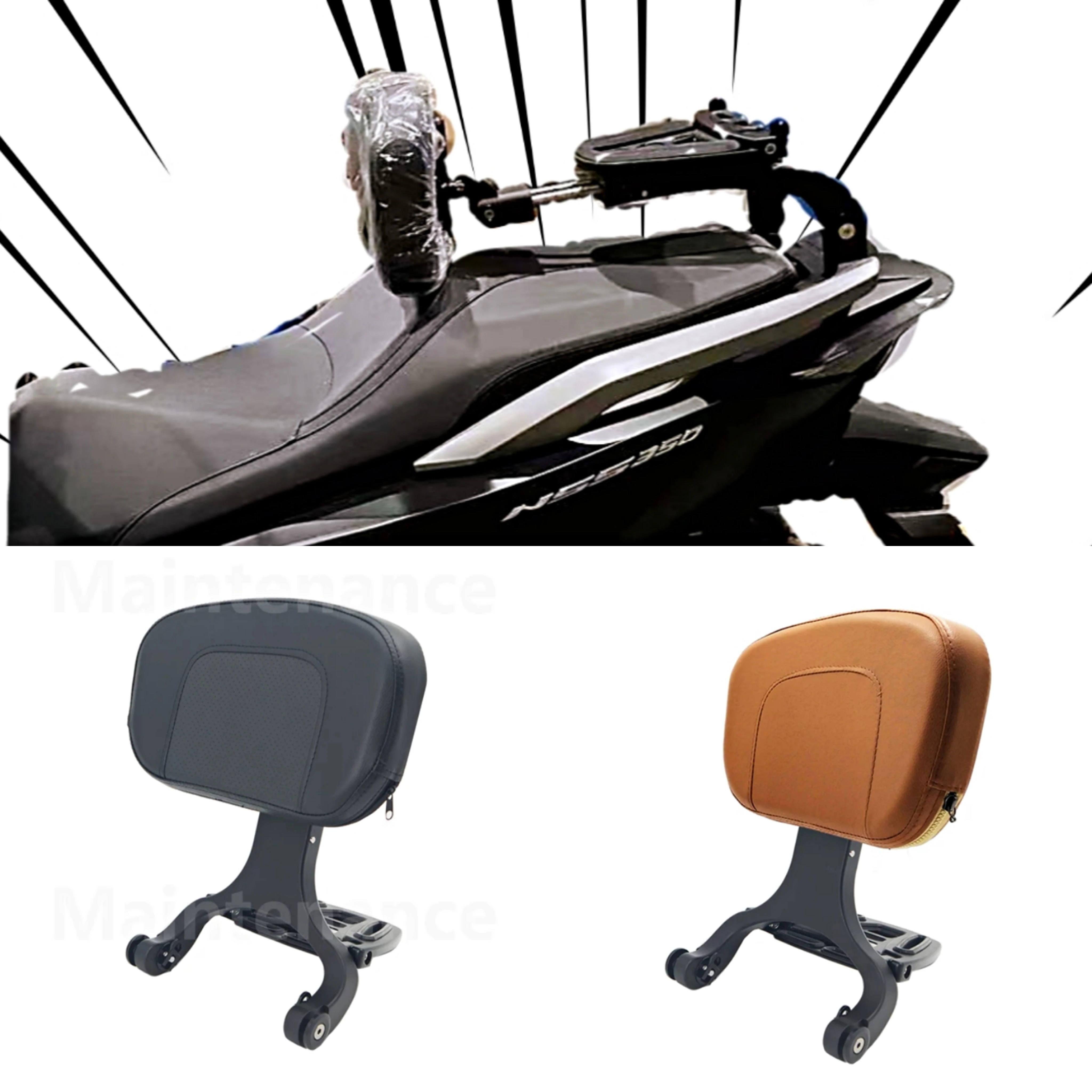 Dla Honda Forza 350 akcesoria motocyklowe Sissy Bar uniwersalne oparcie dla pasażera kierowcy z składana walizka bagażowa