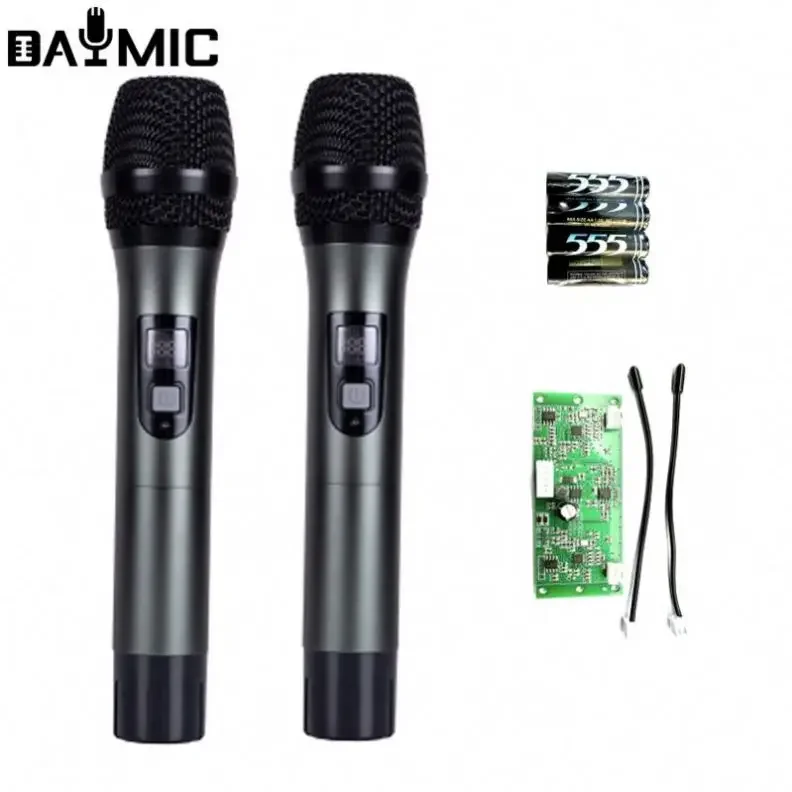 M2 Handheld Box Microphone One Drag Two U-Segment Wireless Mic 2 Channel U-Section Hand Pull Box Microphone 600-690MHZ Frequency