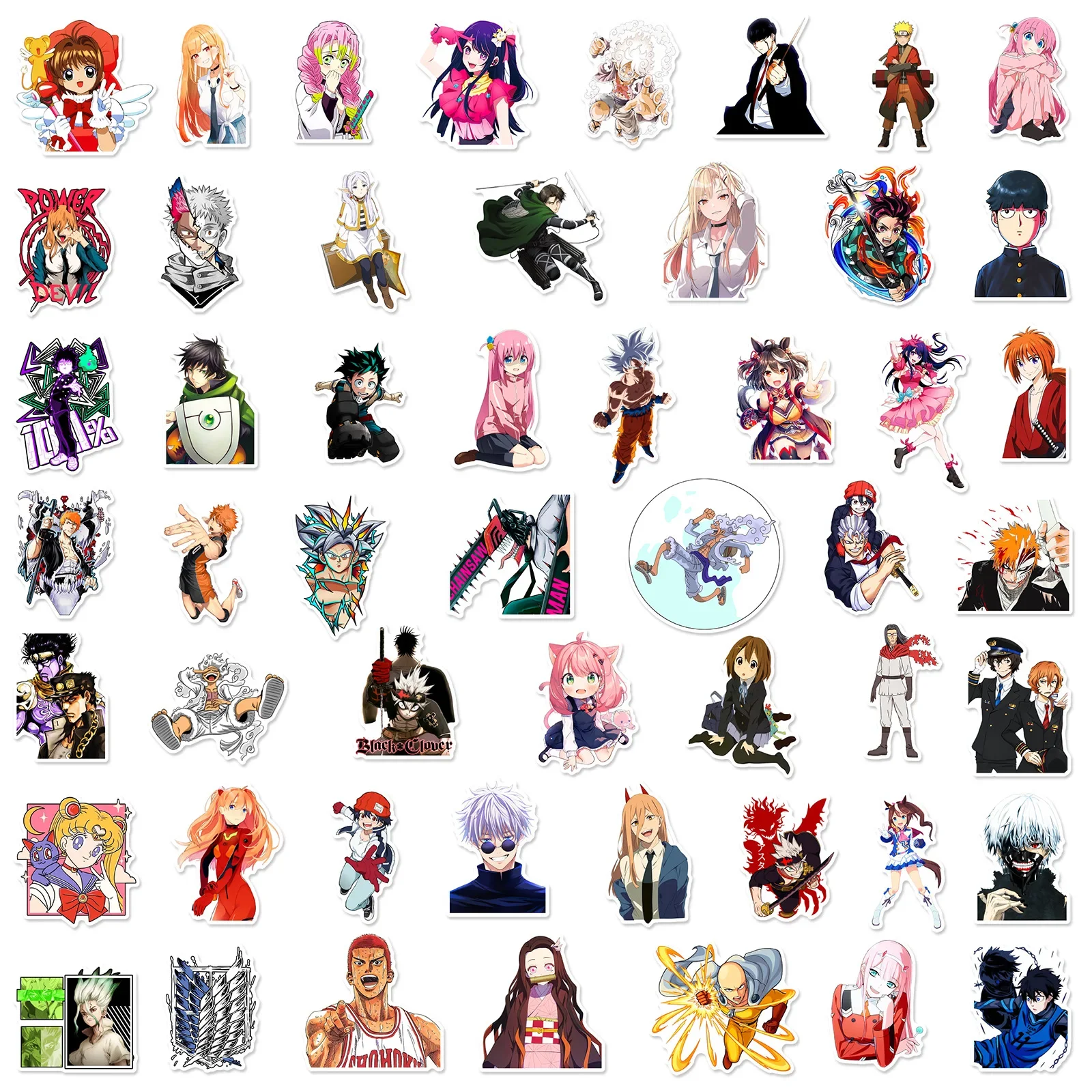 50Pcs/Set Mixed Anime Stickers Cartoon Sticker Decals Laptop Motorcycle Luggage Phone Waterproof Sticker for Children Toy