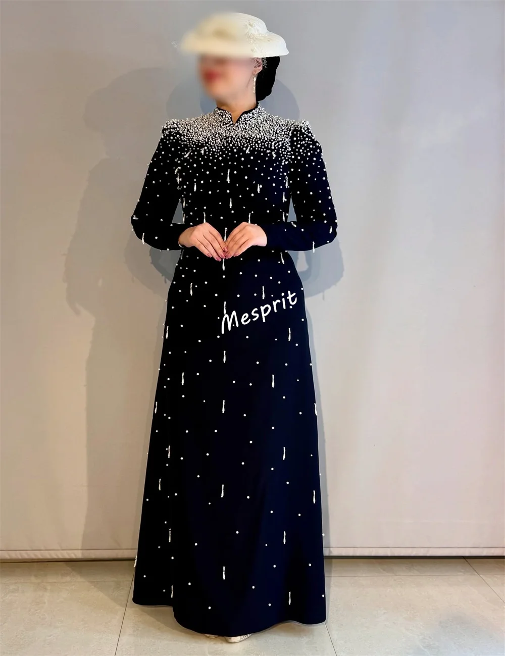 Vestido de noite de luxo feminino personalizado a linha mangas compridas preto vestidos longos sob medida ocasião de alta qualidade elegante festa brilho