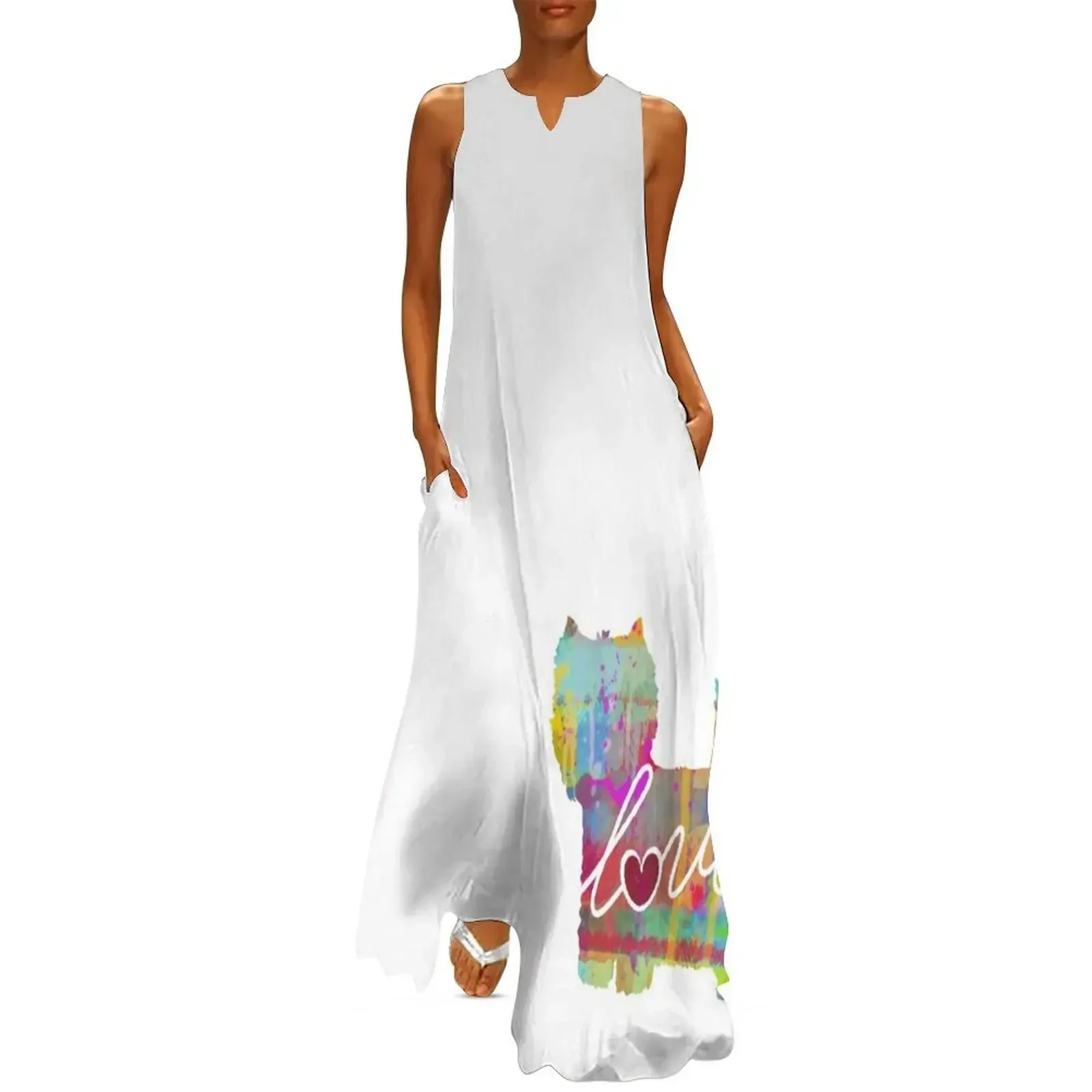 

West Highland Terrier Love - A Bright and Colorful Watercolor Style Gift Long Dress women long dresses Dress
