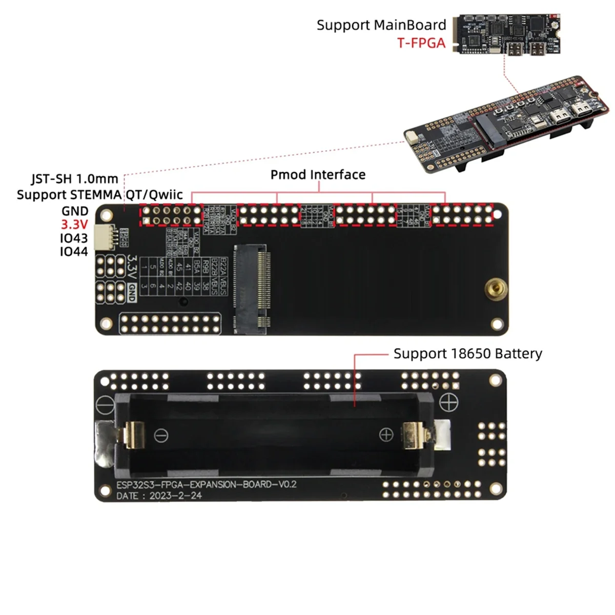 لوحة تطوير Yours T-FPGA ESP32-S3 فتحة M.2 FPGA GW1NSR-LV4CQN48PC6/I5 وحدات تحكم دقيقة منخفضة الطاقة WiFi Bluetooth5